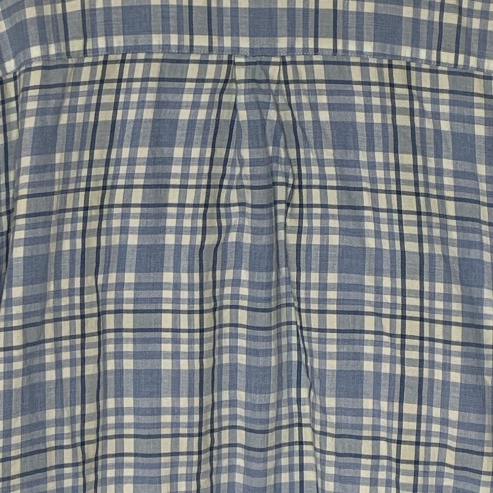 L L Bean Fleece Lined Flannel Shirt Jacket Check Plaid Blue Gray Smock Hem Sz 1X - Picture 14 of 14